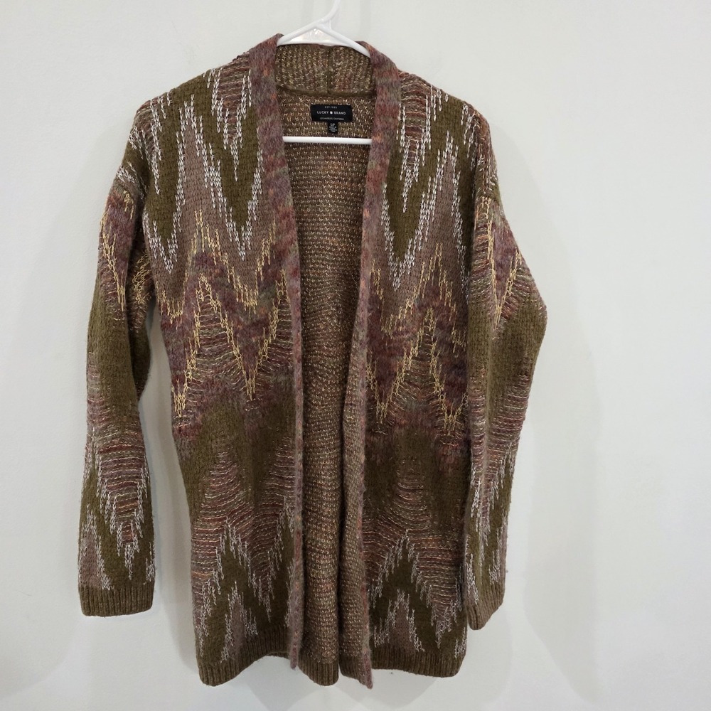 Lucky Brand Womens Long Cardigan Size Small Western Wool Blend Cozy